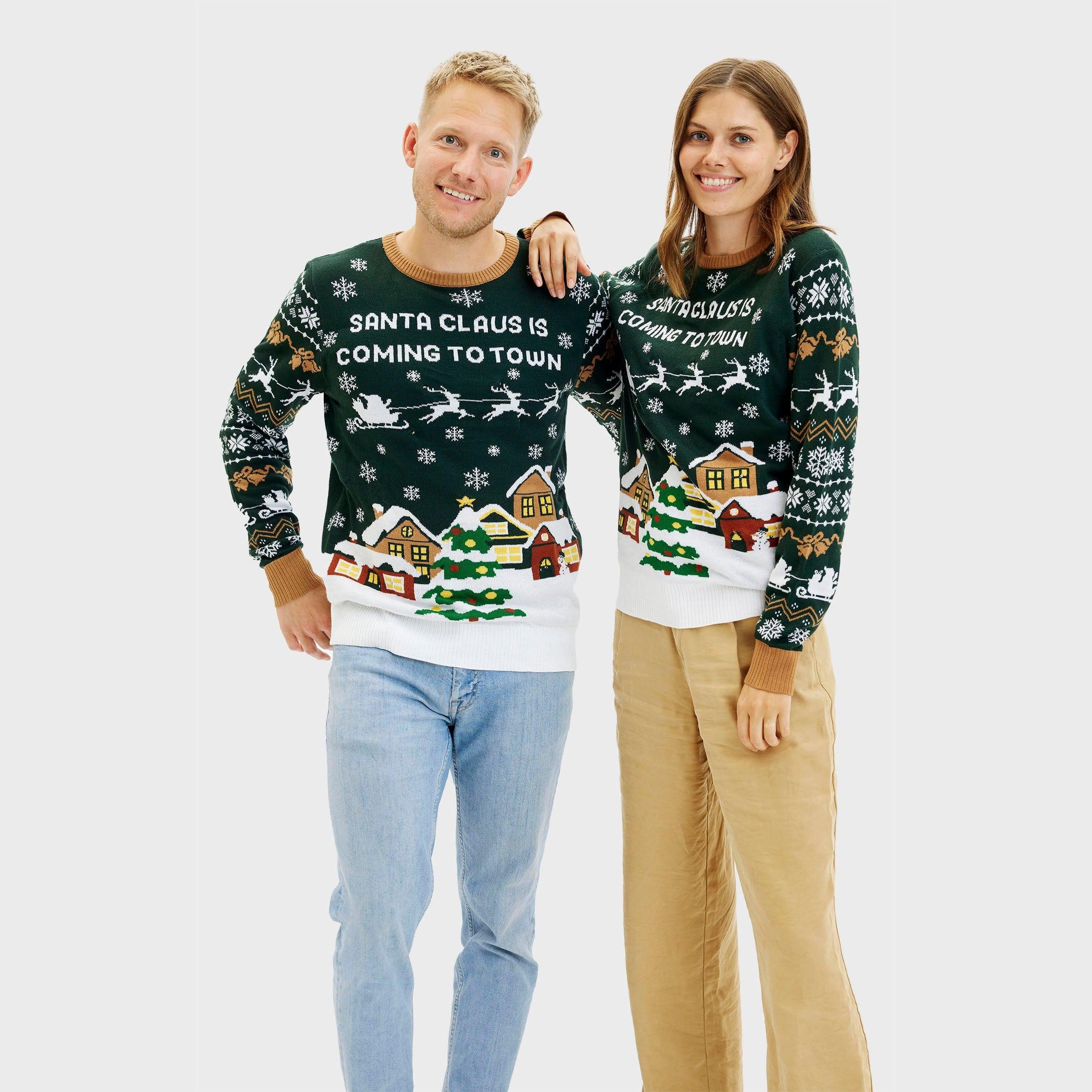Santa Claus Is Coming To Town LED Green β Men